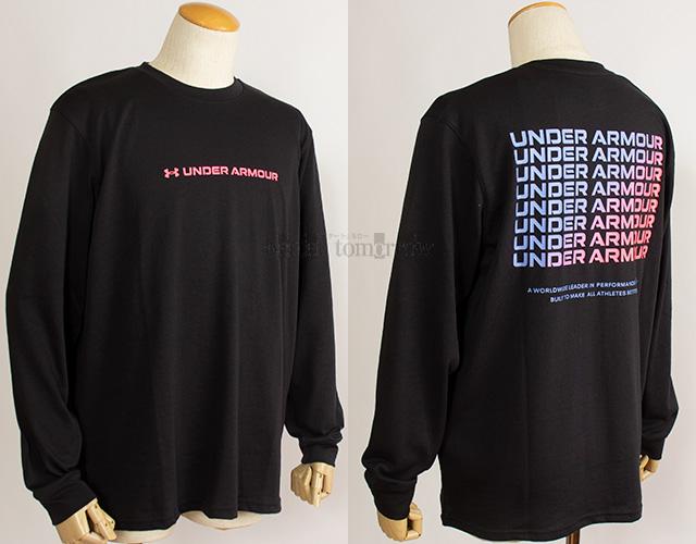 アンダーアーマー UNDER ARMOUR 【2022FW】 UAヘビーウエイト チャージドコットンロングスリーブ グラフィックTシャツ  1375536 001 ブラック プリント長袖Ｔシャツ ベタートゥモロー